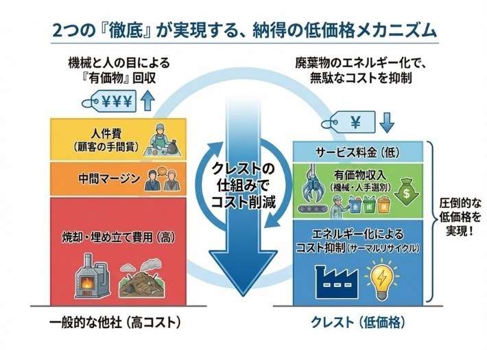 クレストの仕組みでコスト削減の図